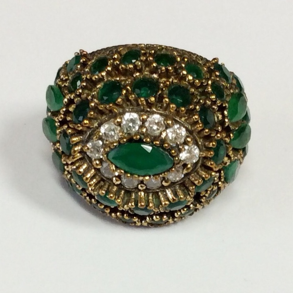 925 Sterling Silver & Bronze Emerald Topaz Ring